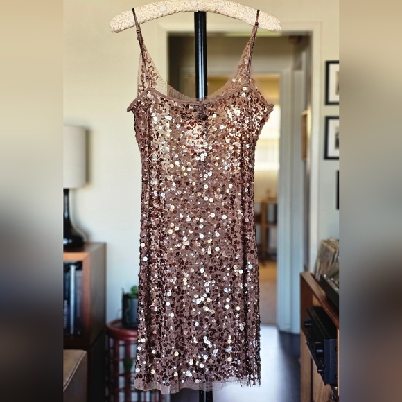 Arden B Y2K Brown Sequin Mini Dress - Picture 4 of 5